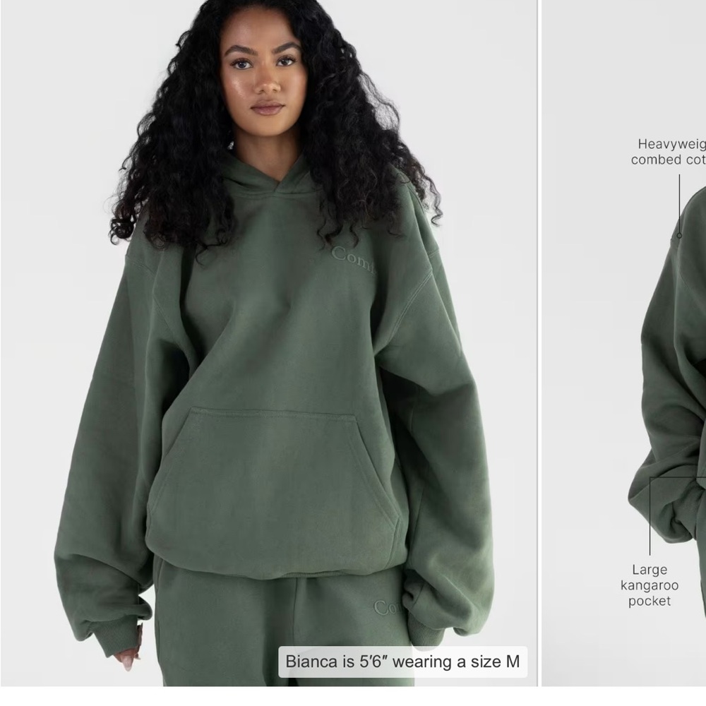 Comfrt Minimalist Hoodie/Straight Leg Sweatpants bundle.Forest Green,Small. NEW! - Picture 2 of 9